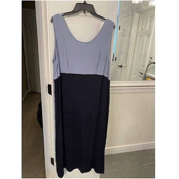 2 piece light blue and black jacket dress with short sleeve jacket. - Picture 2 of 5